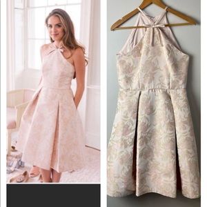 GAL MEETS GLAM Evelyn Sea Holly Jacquard Halter Dress Size 6